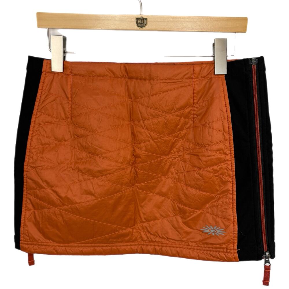 Skhoop Kari Orange Quilted Mini Skirt - Women's Size M